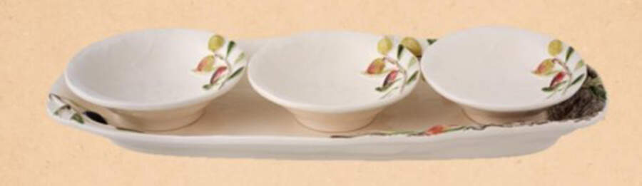 Olival Dip Bowl Set-3 Bowls w/Tray by Bordallo Pinheiro-1