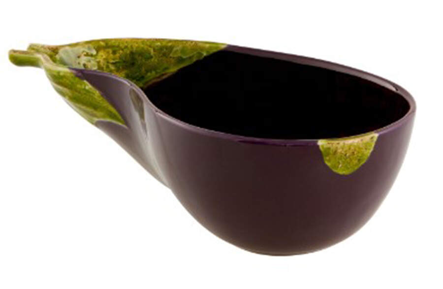 Aubergine (Eggplant) 10" Figural Serving Bowl by Bordallo Pinheiro-1