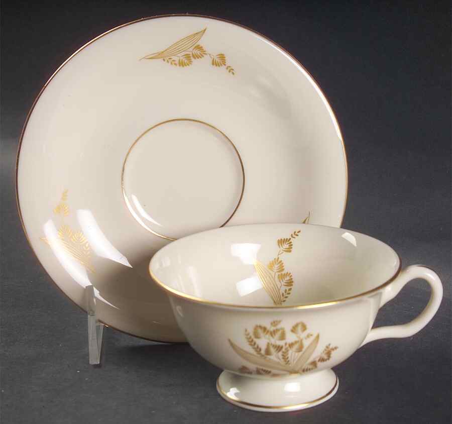 Autumn Lea Footed Cup & Saucer Set by Castleton (USA)-1