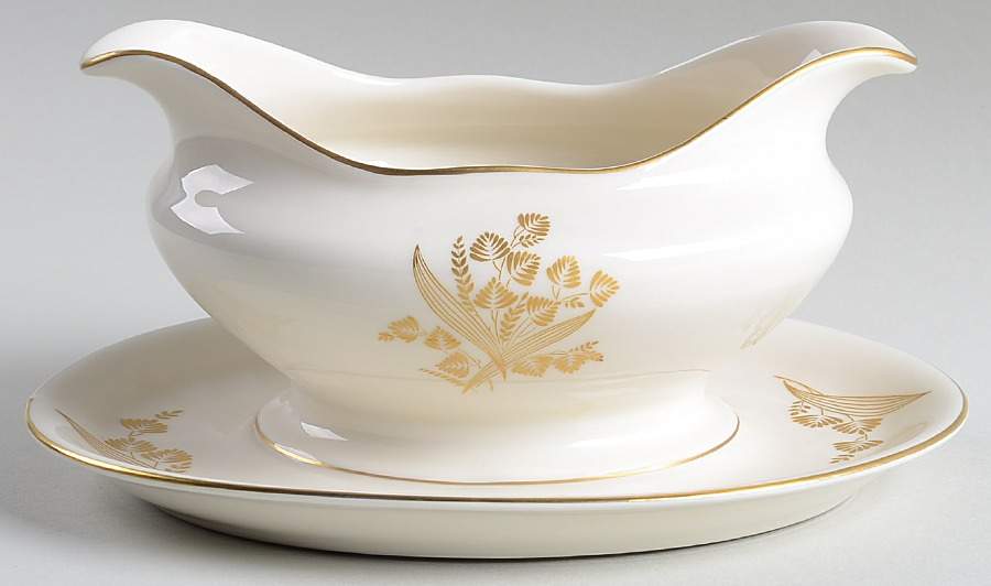 Autumn Lea Gravy Boat with Attached Underplate by Castleton (USA)-1