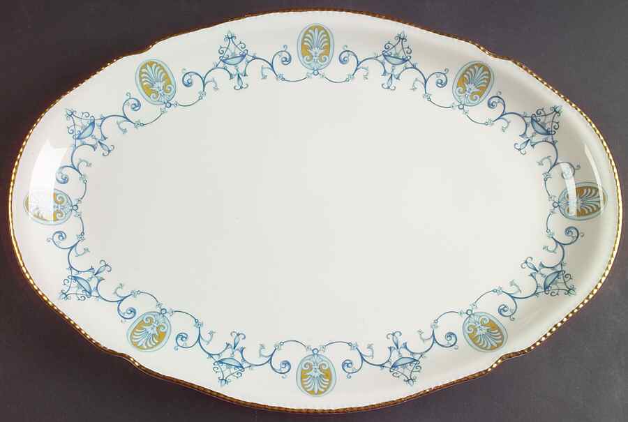 Blue Medallion 16" Oval Serving Platter by Castleton (USA)-1