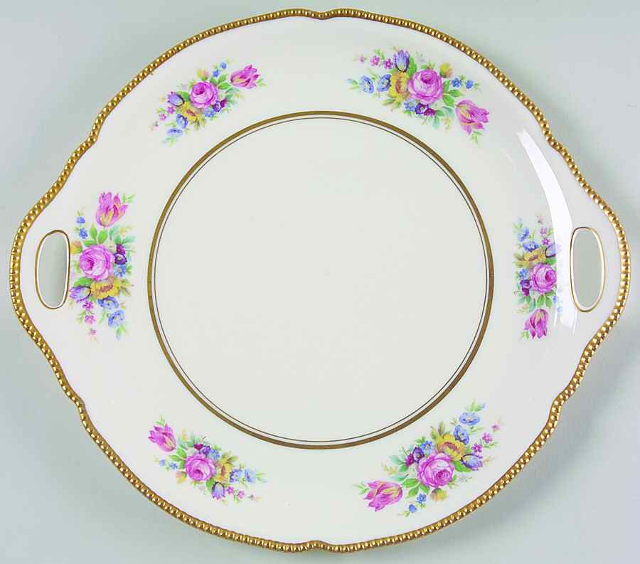 Castleton Bouquet Handled Cake Plate by Castleton (USA)-1