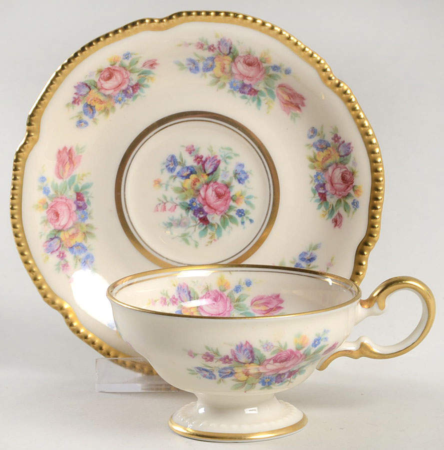Castleton Rose Footed Demitasse Cup & Saucer Set by Castleton (USA)-1