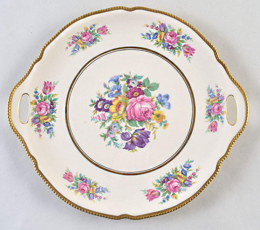 Castleton Rose Handled Cake Plate by Castleton (USA)-1
