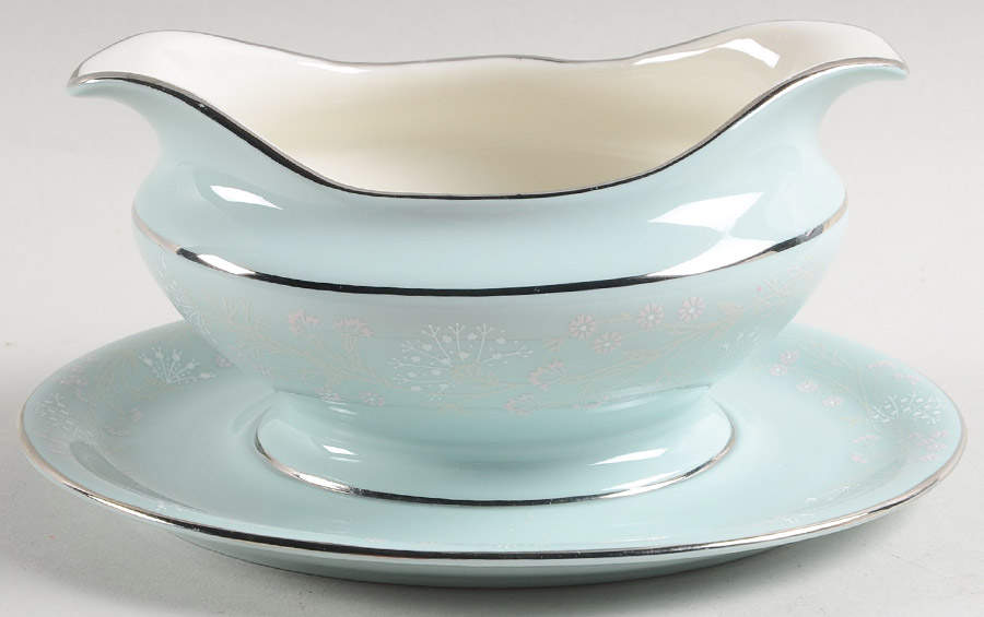 Corsage Gravy Boat with Attached Underplate by Castleton (USA)-1