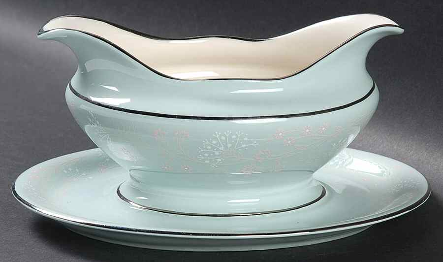 Corsage Gravy Boat with Attached Underplate by Castleton (USA)-1