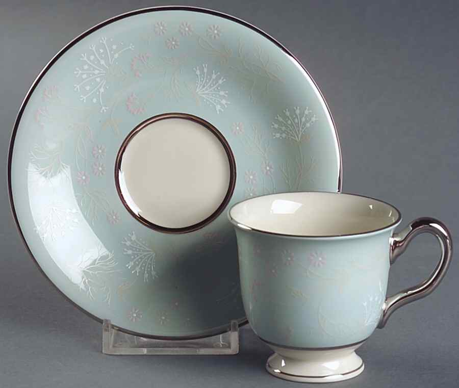 Corsage Footed Demitasse Cup & Saucer Set by Castleton (USA)-1
