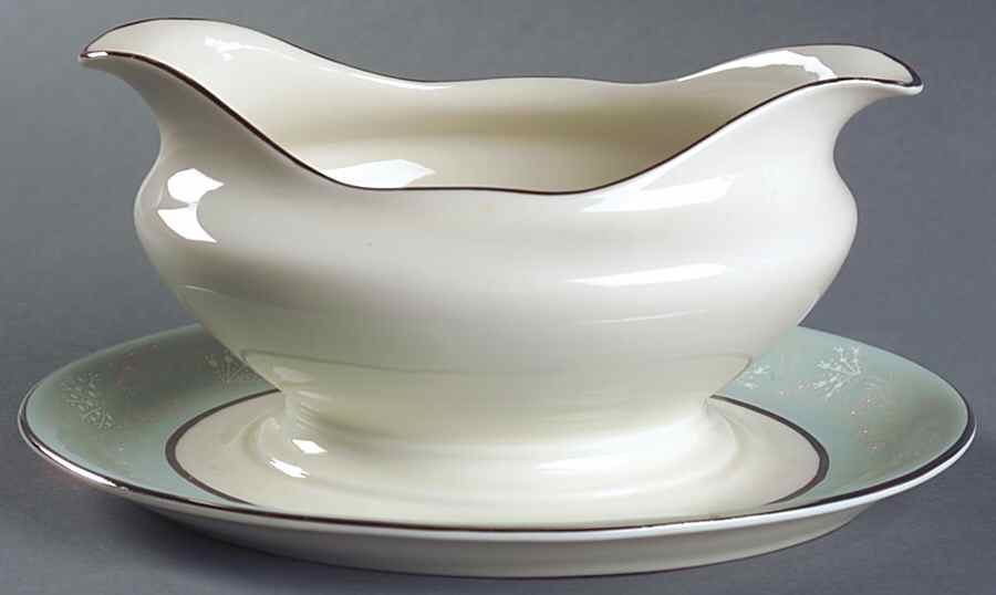 Corsage Gravy Boat with Attached Underplate by Castleton (USA)-1