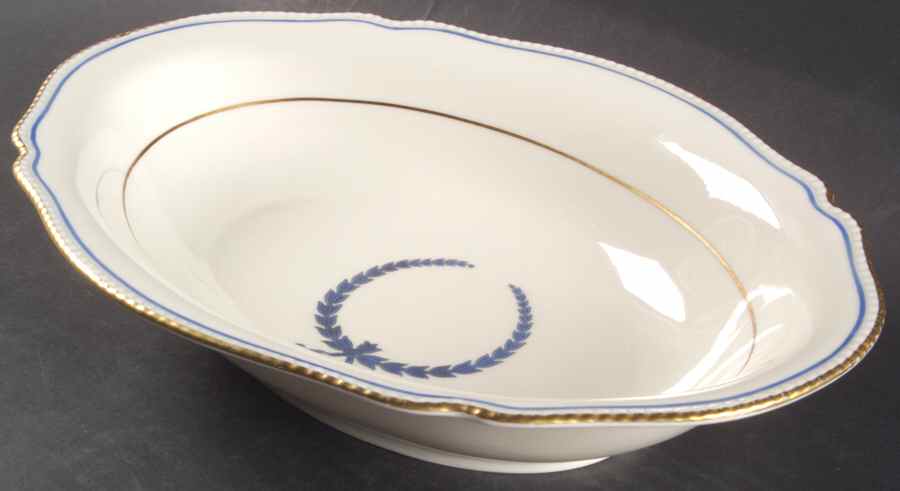 Empire (Blue Wreath, Gold Trim) 11" Oval Vegetable Bowl by Castleton (USA)-1