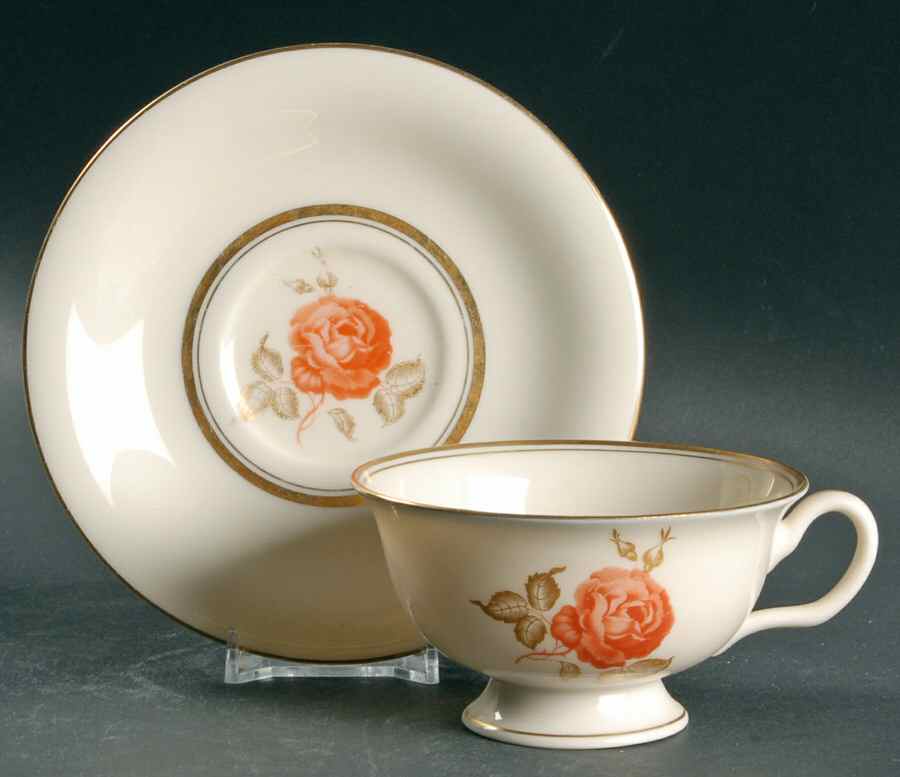 June Footed Cup & Saucer Set by Castleton (USA)-1