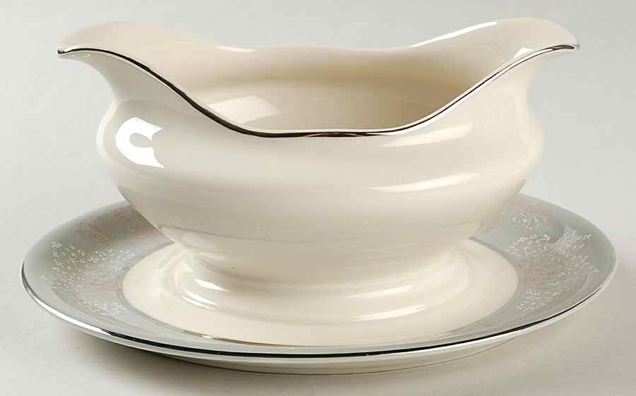 Lace Gravy Boat with Attached Underplate by Castleton (USA)-1