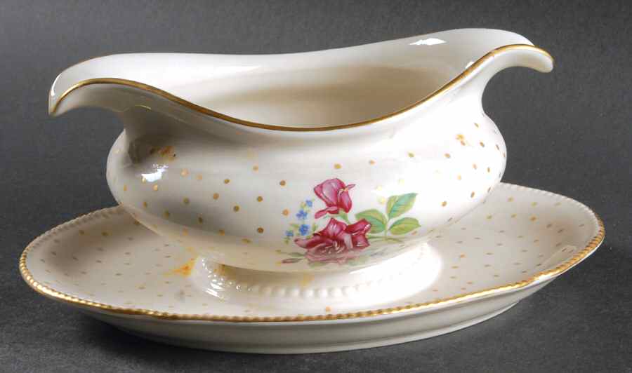 Martha Washington Gravy Boat with Attached Underplate by Castleton (USA)-1
