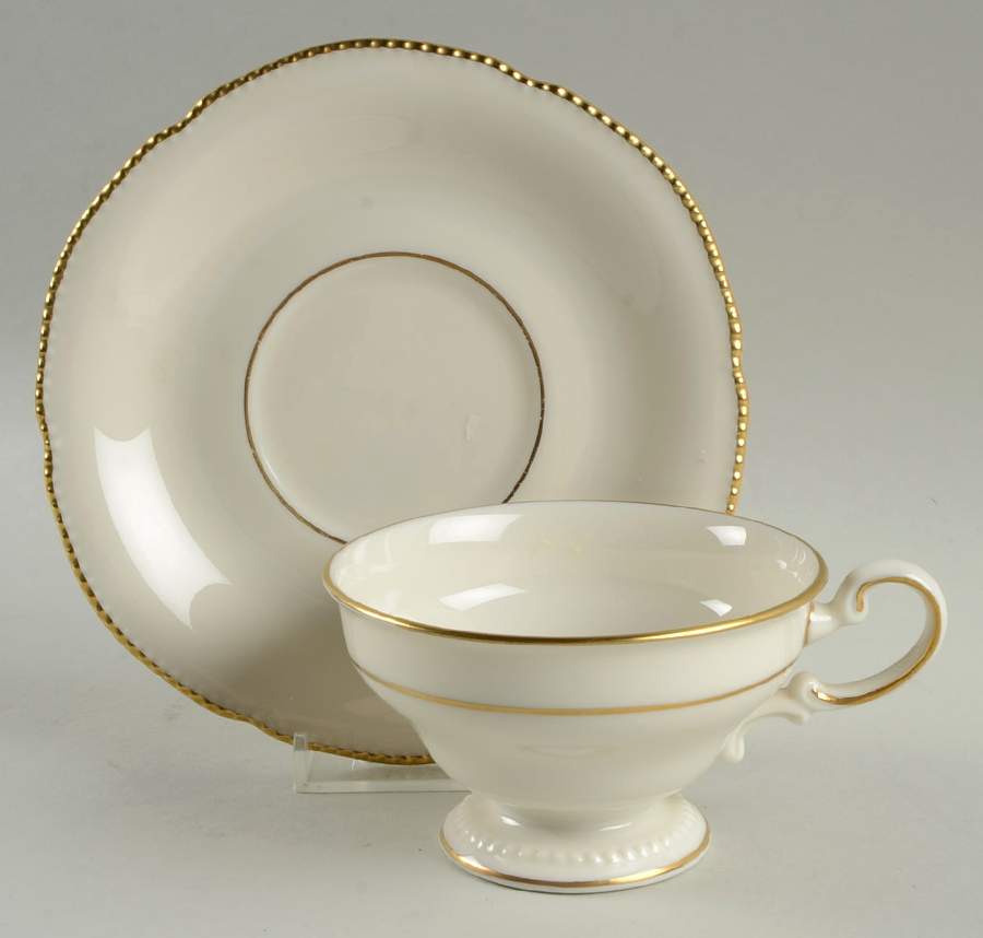 Regal (1 Gold Inner Ring) Footed Cup & Saucer Set by Castleton (USA)-1