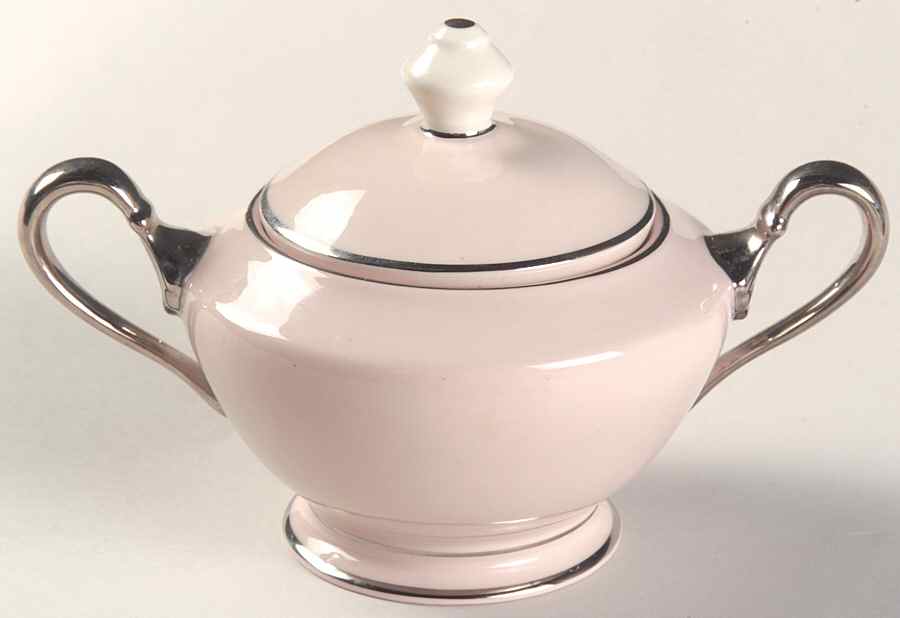Shell Pink Sugar Bowl & Lid by Castleton (USA)-1