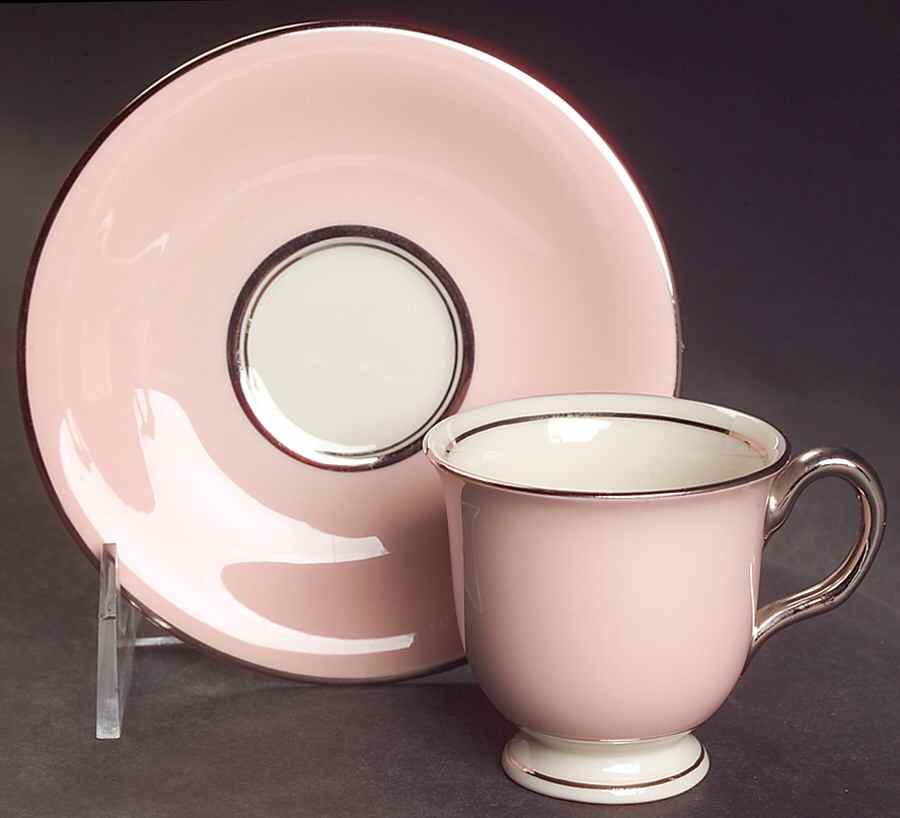 Shell Pink Footed Demitasse Cup & Saucer Set by Castleton (USA)-1