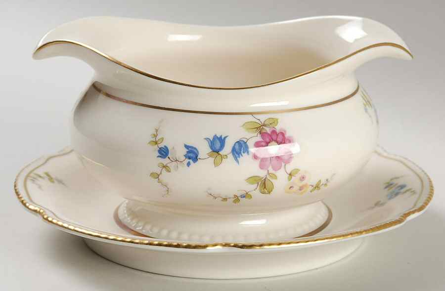 Sunnyvale Round Gravy Boat/Attached Underplate by Castleton (USA)-1