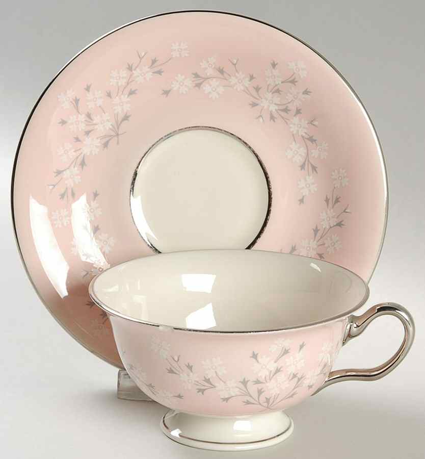 Trousseau Footed Cup & Saucer Set by Castleton (USA)-1
