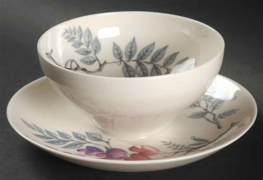 Wisteria Gravy Boat with Attached Underplate by Castleton (USA)-1