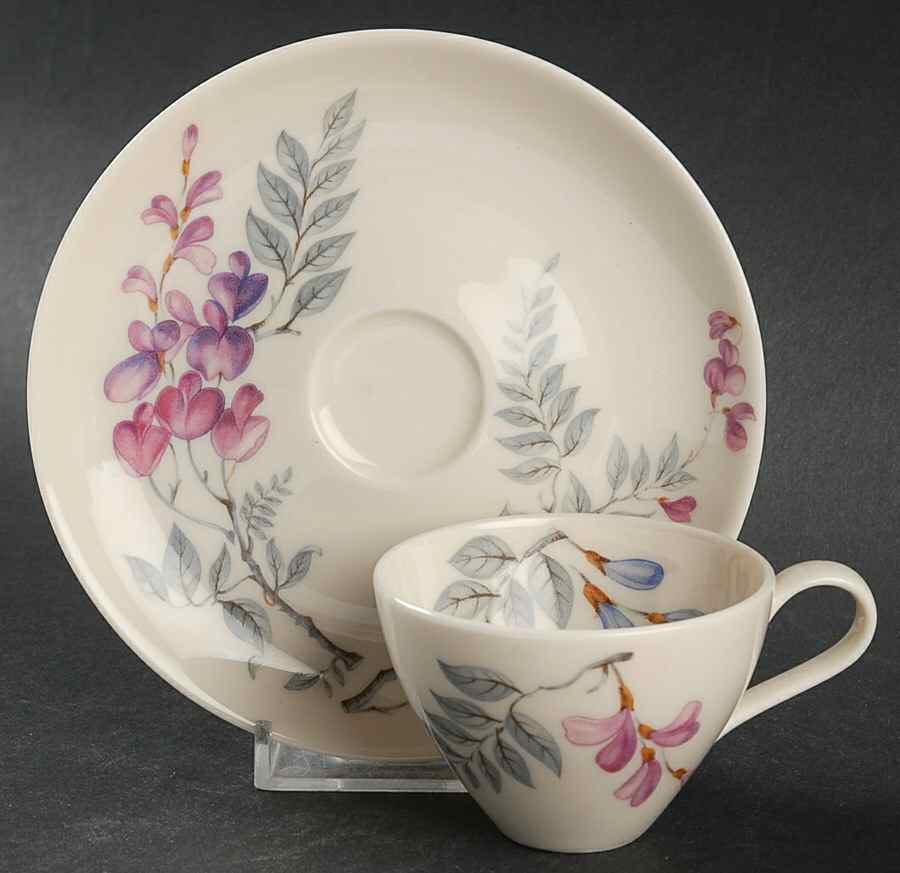Wisteria Flat Demitasse Cup & Saucer Set by Castleton (USA)-1