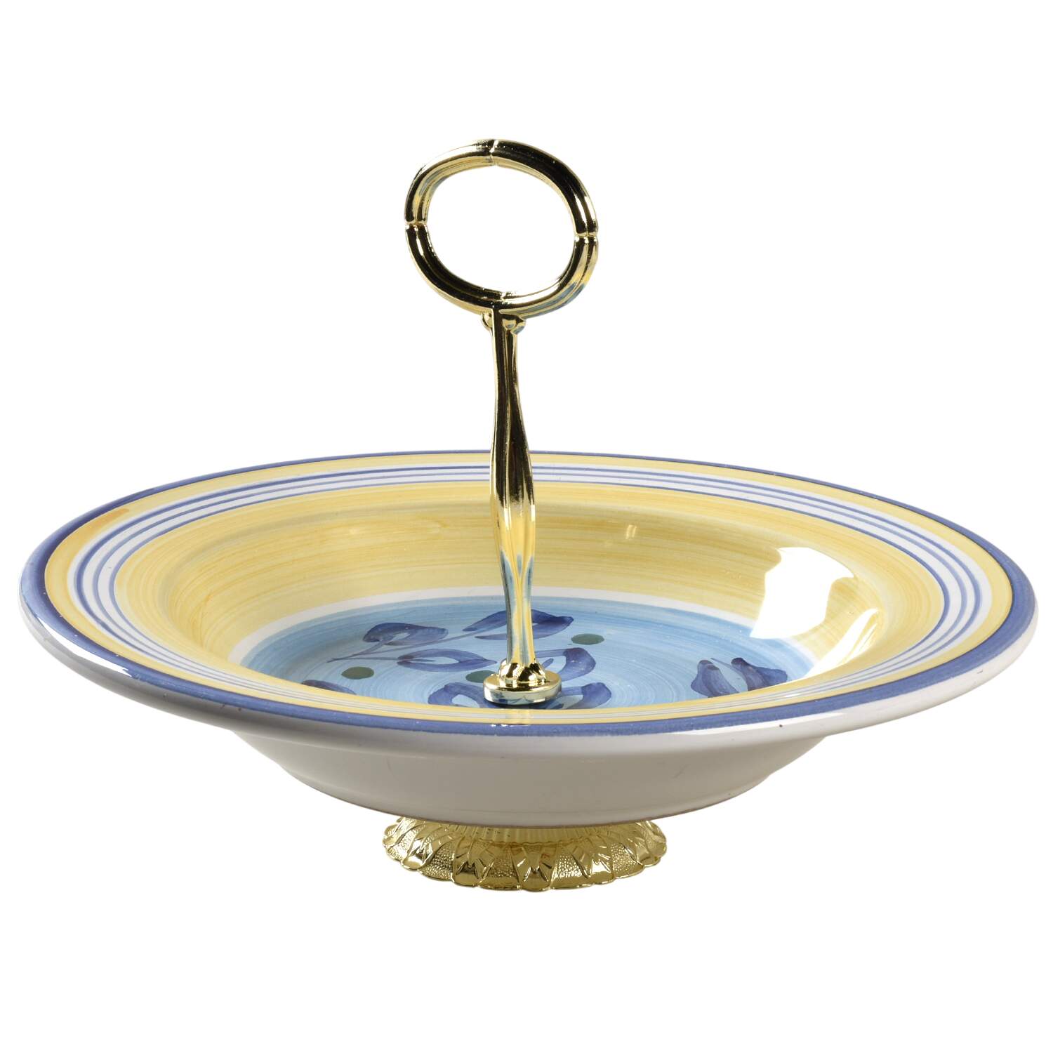 Azzurro 6"-7" Handled Footed Nut Dish HC by Caleca-1