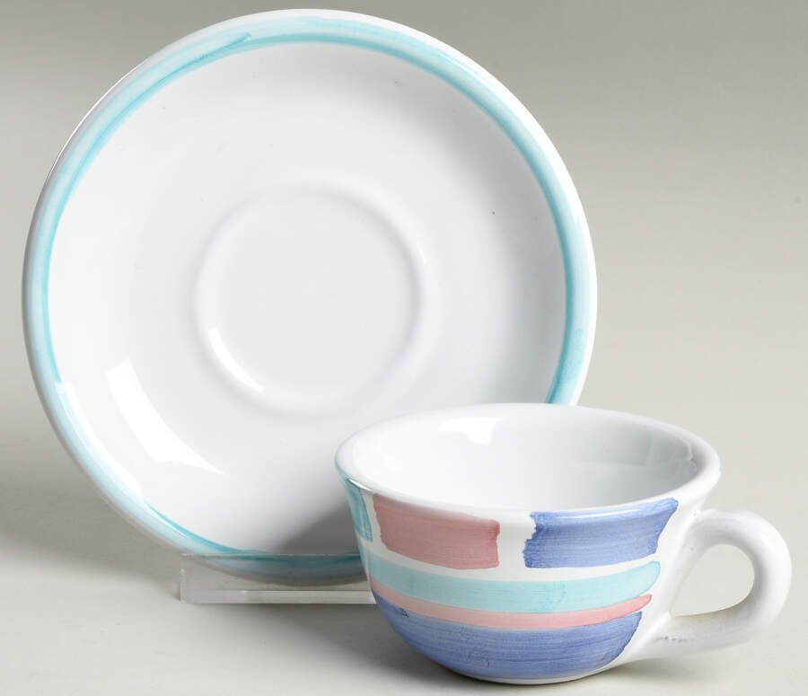 Color Blocks Flat Demitasse Cup & Saucer Set by Caleca-1