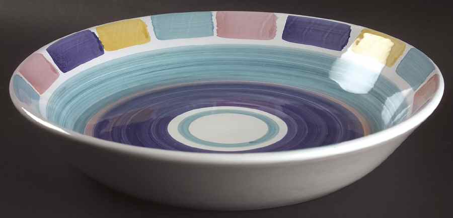 Color Blocks 14" Pasta Serving Bowl by Caleca-1