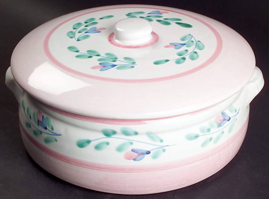 Pink Garland 1.5 Qt Round Covered Casserole by Caleca-1
