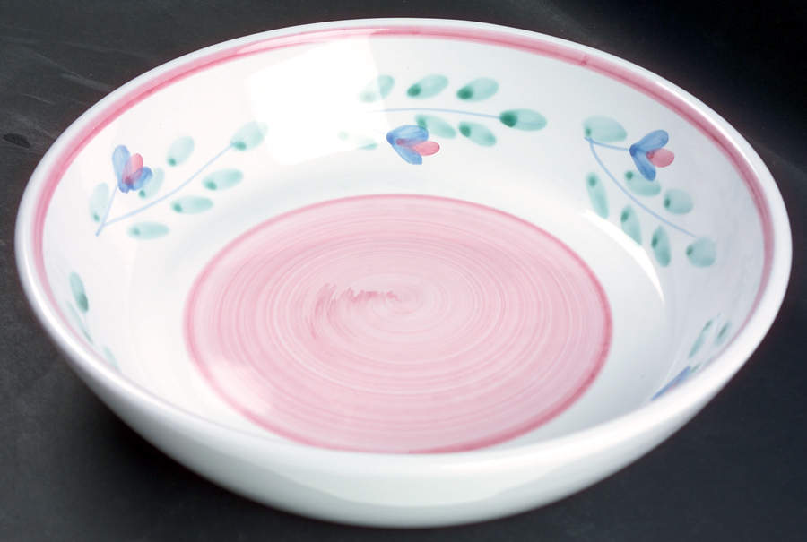 Pink Garland 10" Pasta Serving Bowl by Caleca-1
