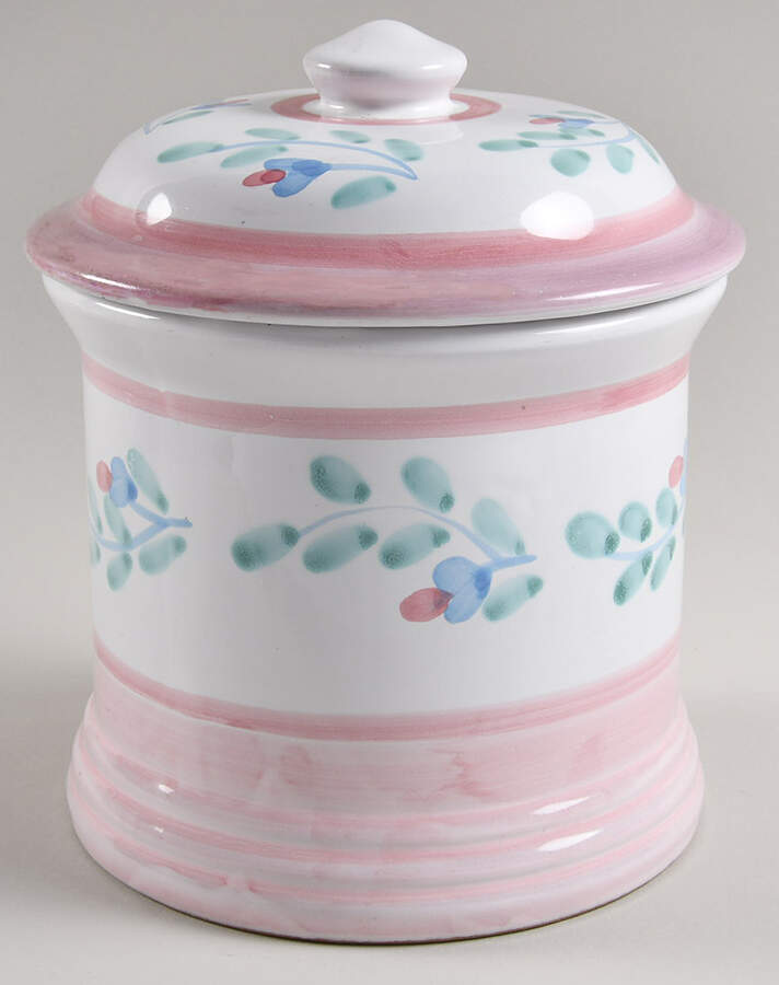 Pink Garland Small Canister & Lid by Caleca-1
