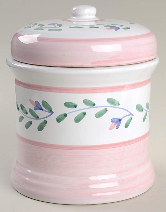 Pink Garland Extra Large Canister & Lid by Caleca-1
