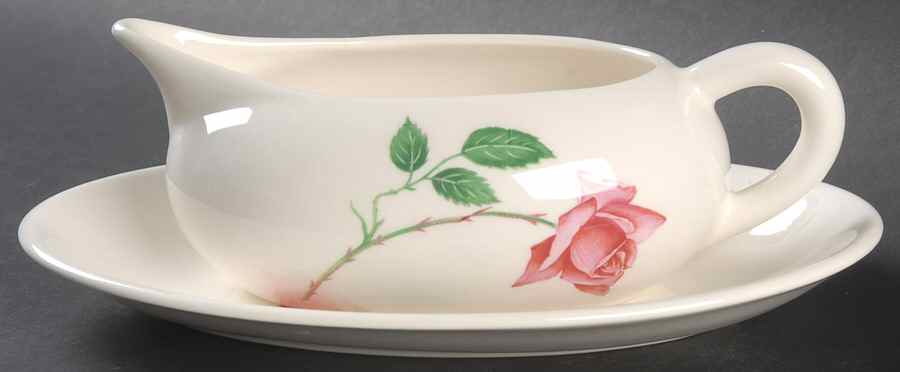 Bermuda Rose (No Trim) Gravy Boat & Underplate/Relish by Canonsburg-1