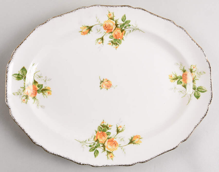 Yellow T Rose 13" Oval Serving Platter by Canonsburg-1