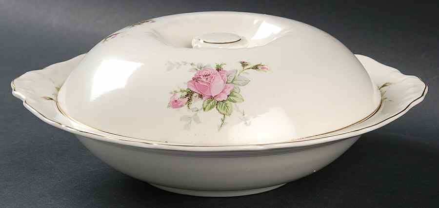 Moss Rose (Solid Gold Trim) Round Covered Vegetable by Canonsburg-1