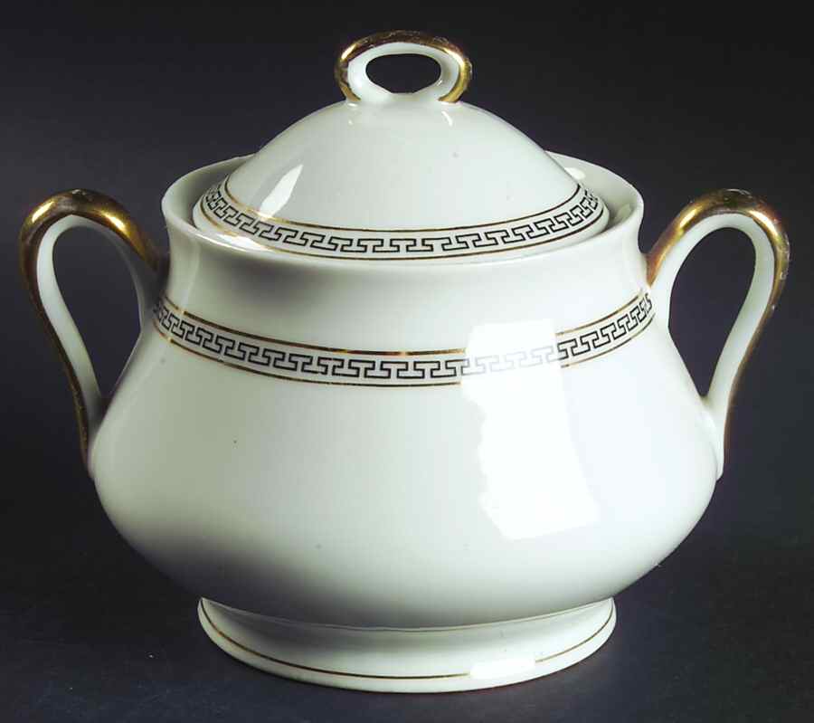Greek Key Sugar Bowl & Lid by Carlsbad-1