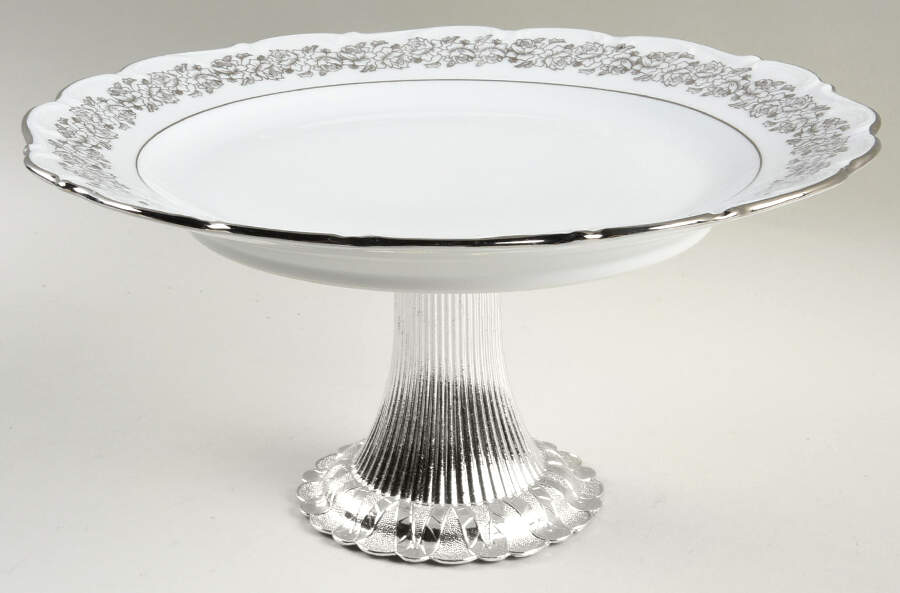 Bridal Rose Cake Stand with 4"-5" Metal Pedestal  Hc by Cathedral-1