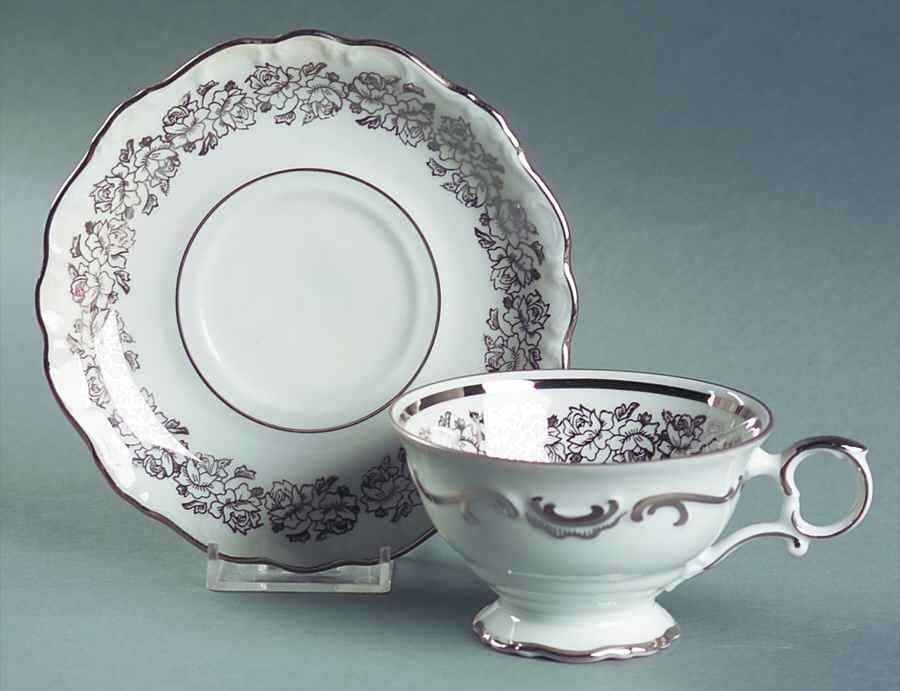 Bridal Rose Footed Cup & Saucer Set by Cathedral-1