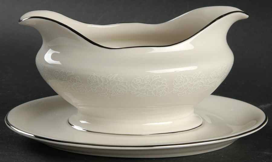Garland Rose Gravy Boat with Attached Underplate by Cathedral-1