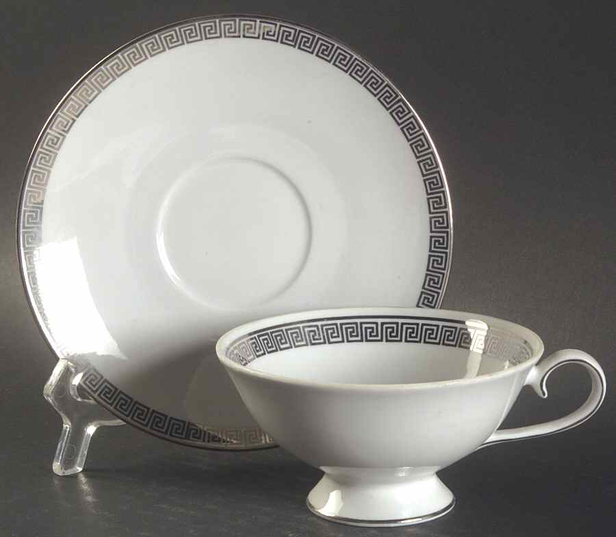 Prestige (Platinum Trim) Footed Cup & Saucer Set by Cathedral-1