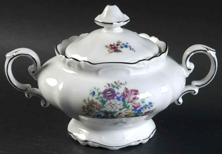 Bouquet Sugar Bowl & Lid by Crown Bavaria-1