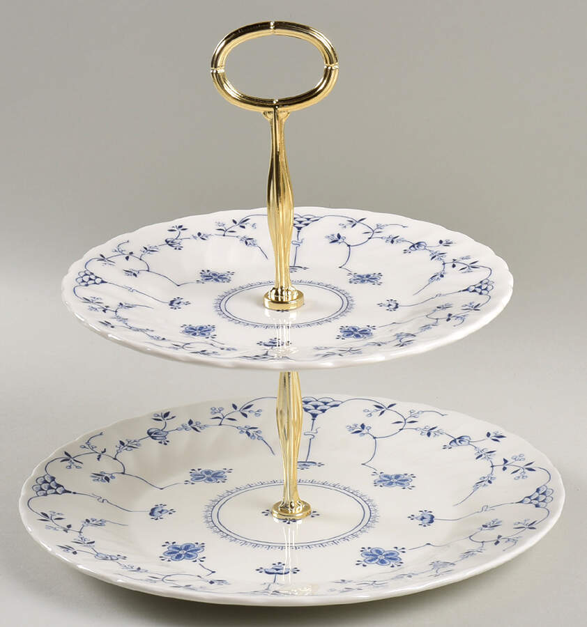 Finlandia (Swirl Rim, England) 13 7/8"-14 1/4" 3-Tiered Serving Tray(DP,SP,BB) HC by Churchill-1