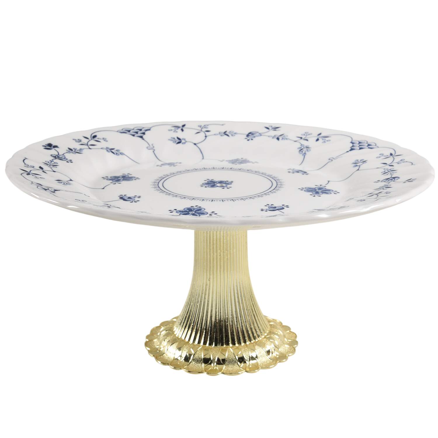 Finlandia (Swirl Rim, England) Cake Stand with 4"-5" Metal Pedestal  Hc by Churchill-1
