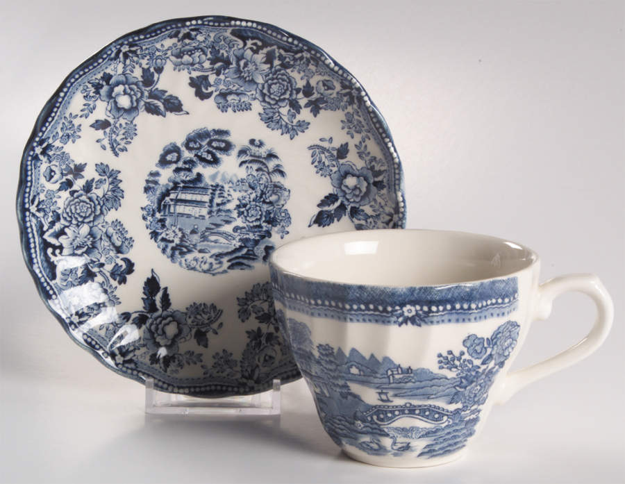 Tonquin Blue Flat Cream Soup Bowl & Saucer Set by Churchill-1