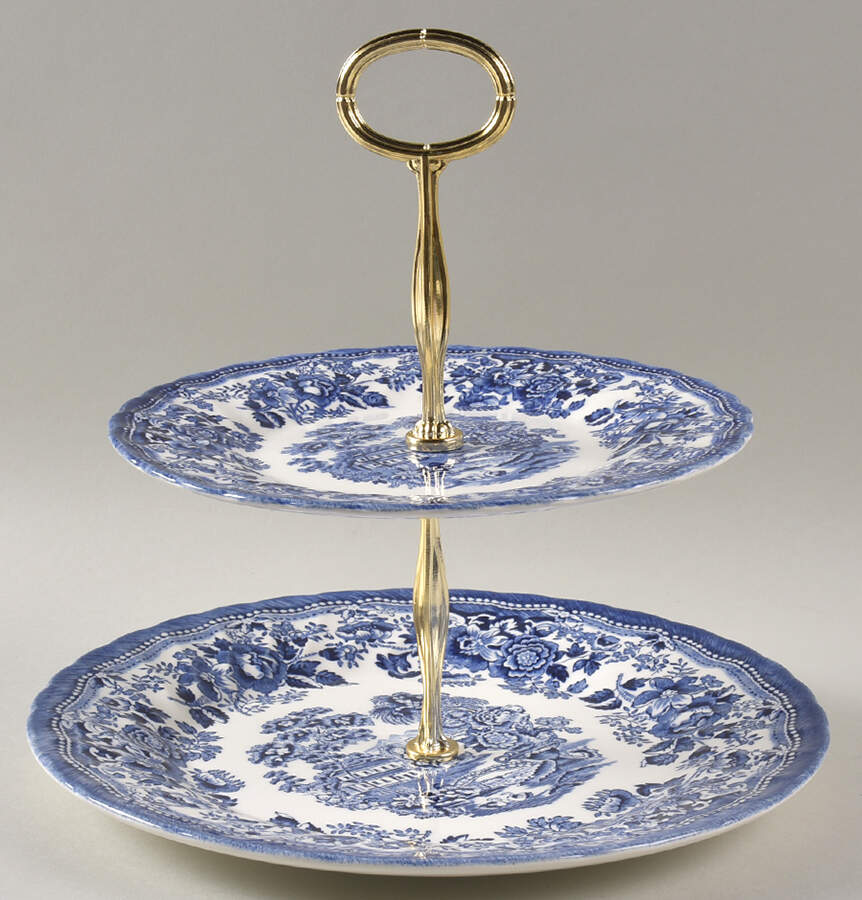 Tonquin Blue 6 5/8"-10"  2 Tiered Serving Tray (Dp, Sp) HC by Churchill-1