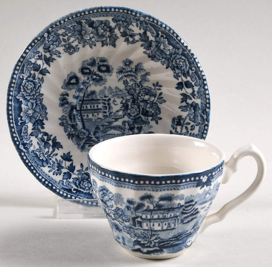 Tonquin Blue Flat Demitasse Cup & Saucer Set by Churchill-1