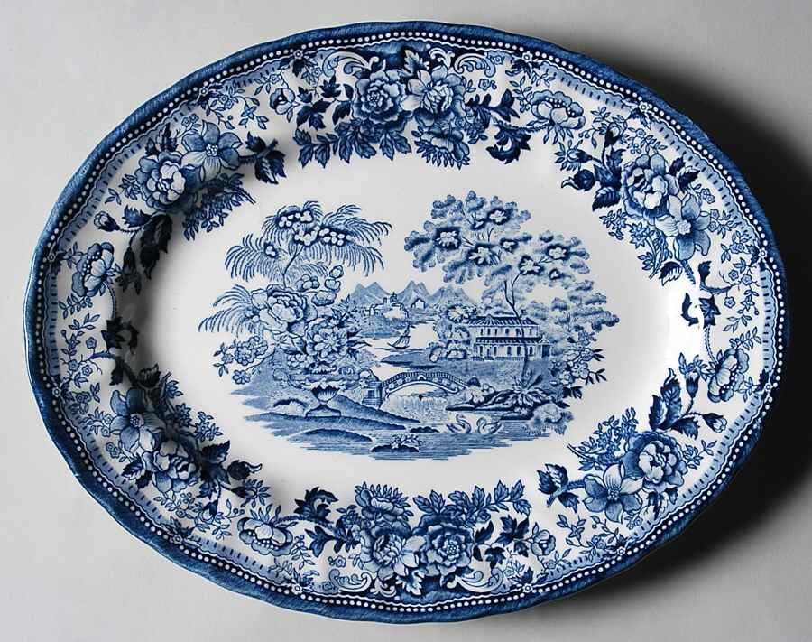 Tonquin Blue 12" Oval Serving Platter by Churchill-1