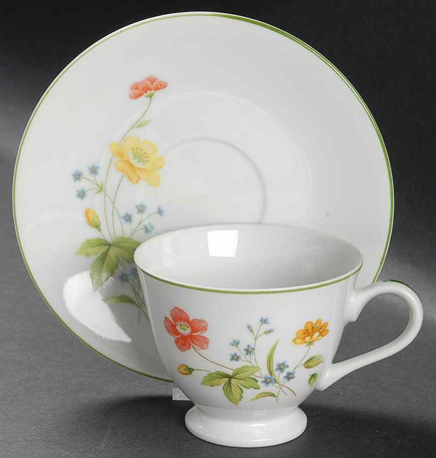 April Flowers Footed Cup & Saucer Set by Castle Court-1