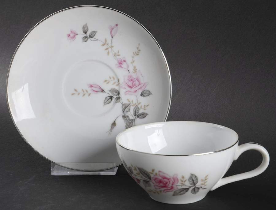 Rose Glow Flat Cup & Saucer Set by Castle Court-1
