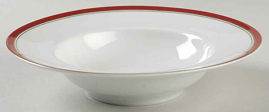 Diplomat Red Rim Soup Bowl by Ceralene-1
