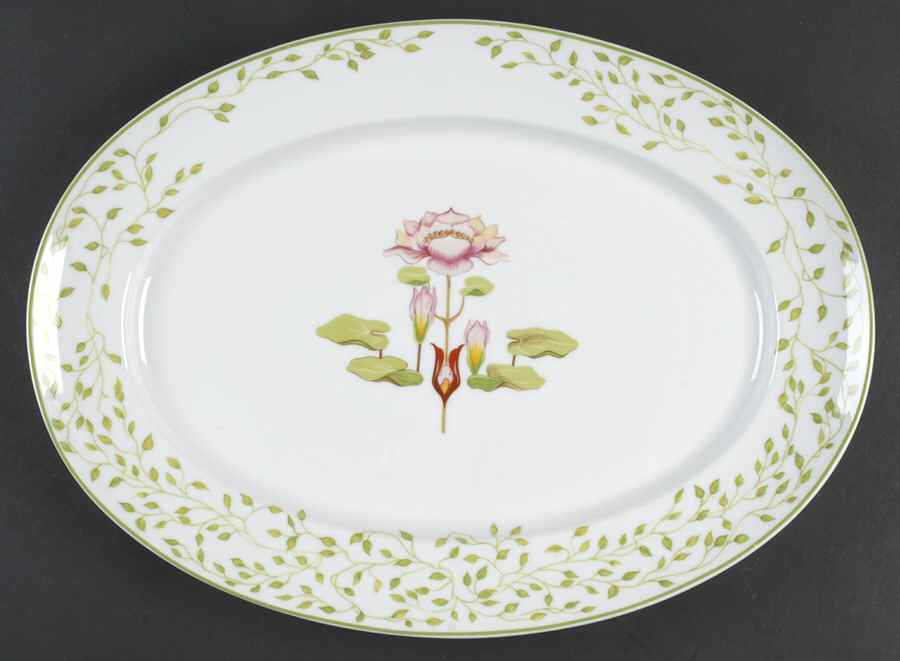 Fleur D' Eau 16" Oval Serving Platter by Ceralene-1