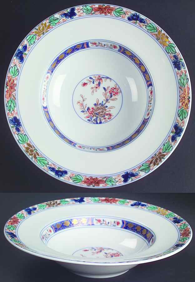 Koutani (White Background) Rim Soup Bowl by Ceralene-1